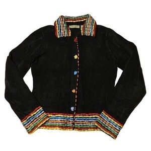Vintage Rainbow Trim Colorful Cardigan Size Small